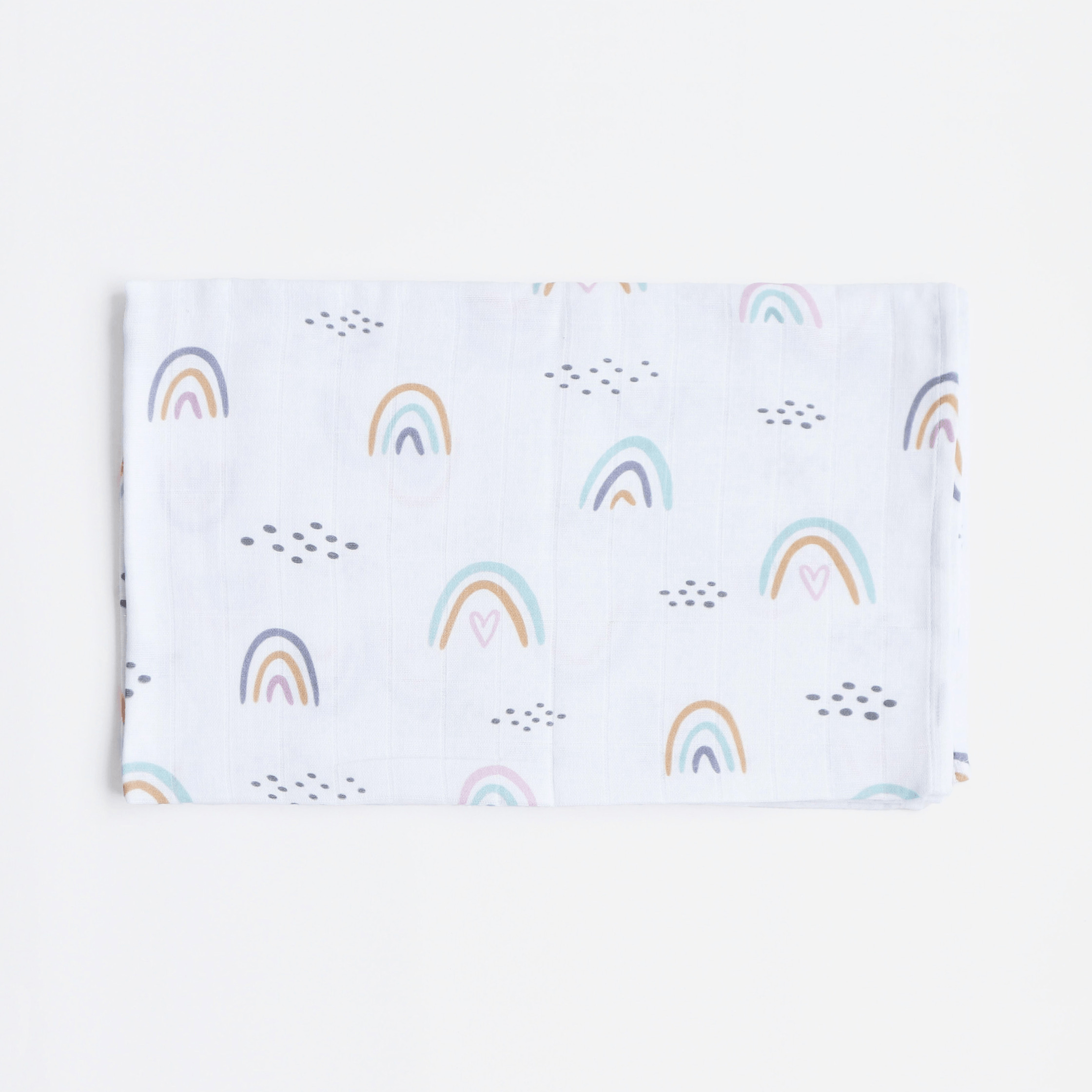 Муслиновая пеленка для детей ELA Textile&Toys Радуга Белый/Желтый/Фиолетовый 100х80 см DM002RB Муслиновая пеленка для детей ELA Textile&Toys Радуга Белый/Желтый/Фиолетовый 100х80 см DM002RB