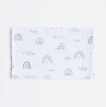 Муслиновая пеленка для детей ELA Textile&Toys Радуга Белый/Желтый/Фиолетовый 100х80 см DM002RB
