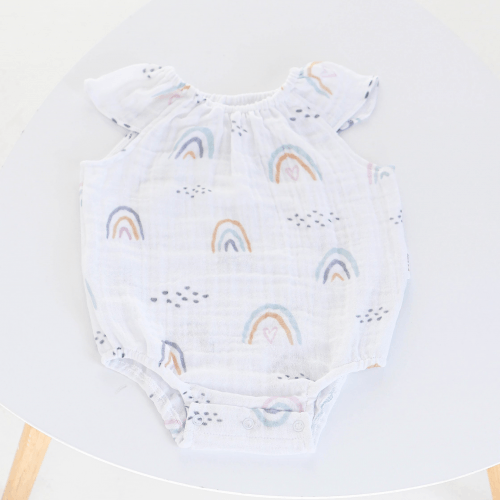 Бодик для новорожденных ELA Textile&Toys Радуга 0 - 24 мес Муслин Белый/Оранжевый BS001RB