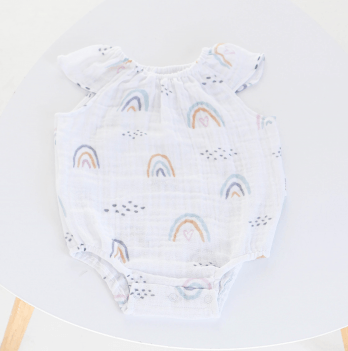 Бодик для новорожденных ELA Textile&Toys Радуга 0 - 24 мес Муслин Белый/Оранжевый BS001RB
