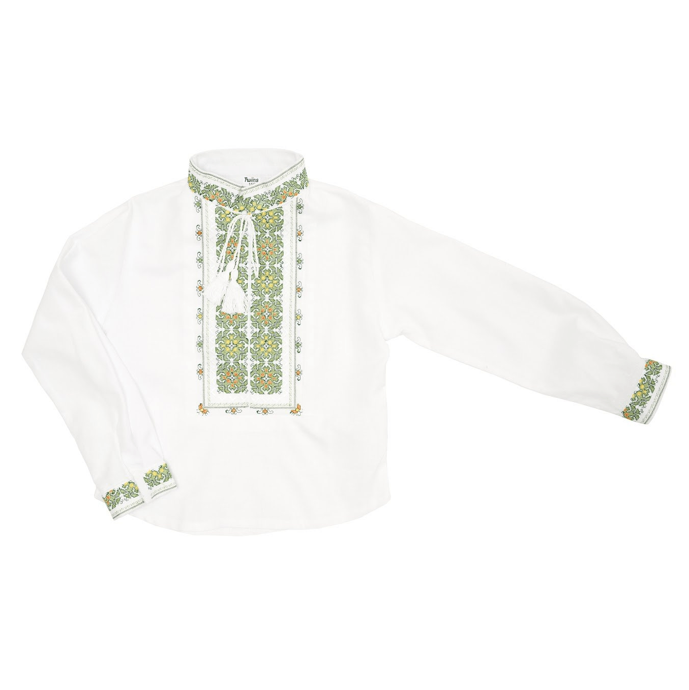 Вышиванка детская Twins Волынская 5 - 7 лет Хлопок Белый/Зеленый 88OT-V1