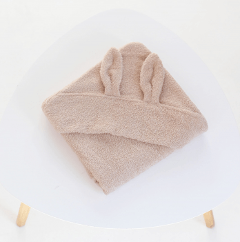 Детское полотенце уголок махровое ELA Textile&Toys Ушки Махра Бежевый 80х80 см HT001BGR