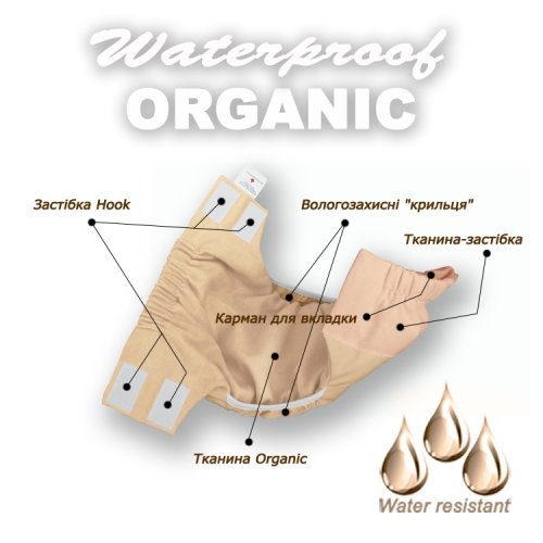Подгузник многоразовый Ontario Baby Waterproof Organic Бежевый 11,5-13 кг ART-0000605
