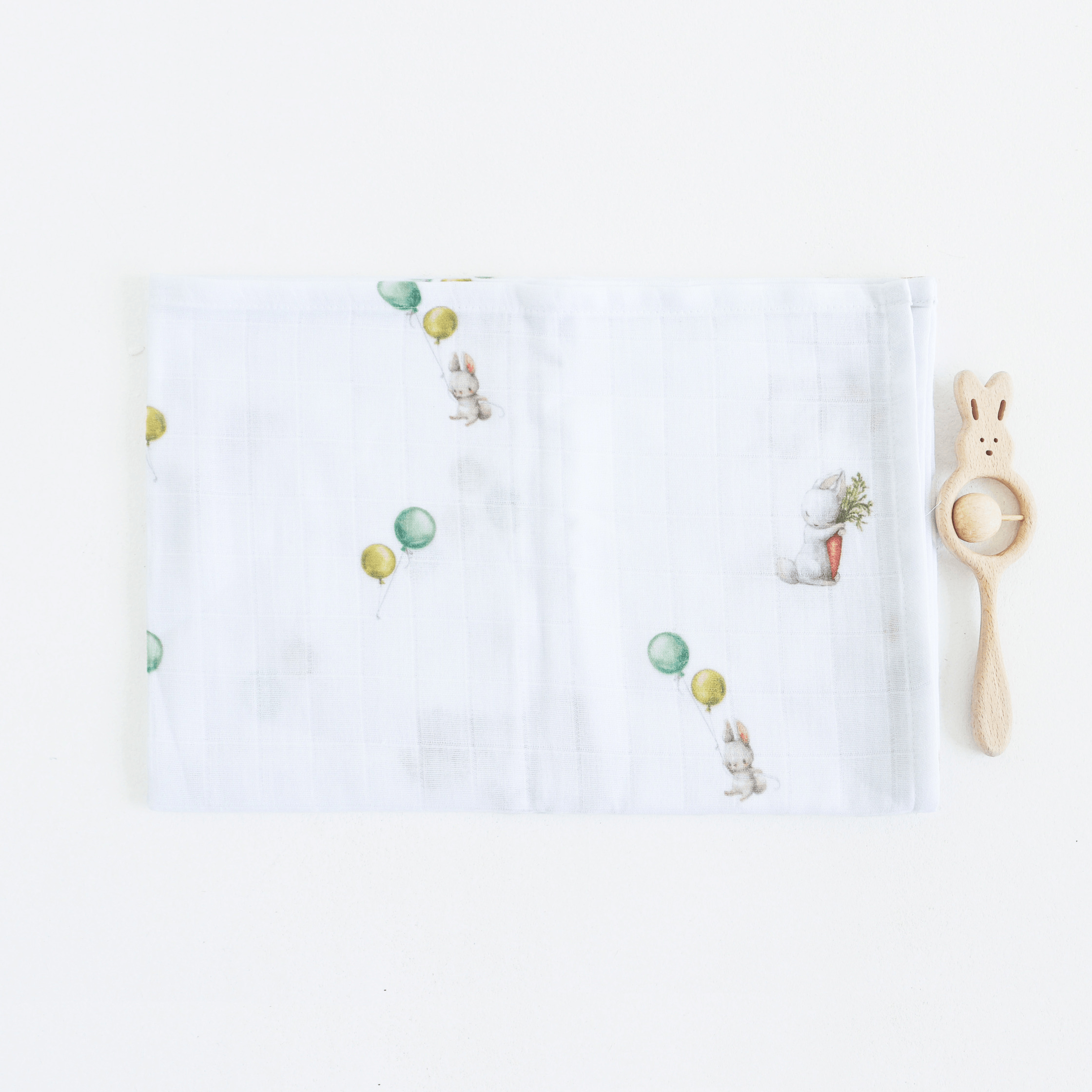 Муслиновая пеленка для детей ELA Textile&Toys Зайчики Белый/Зеленый 100х80 см DM001R Муслиновая пеленка для детей ELA Textile&Toys Зайчики Белый/Зеленый 100х80 см DM001R