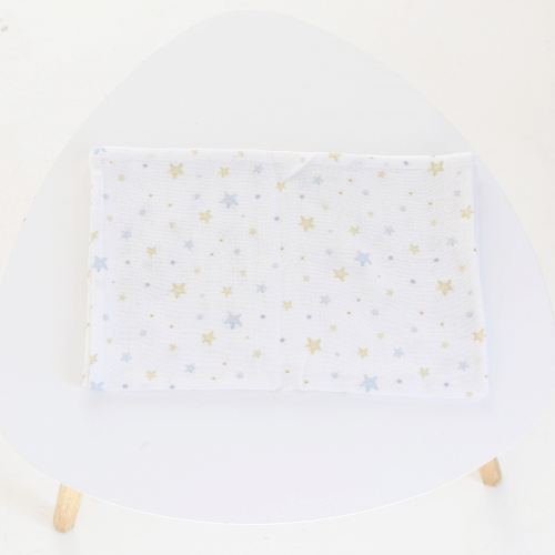 Муслиновая пеленка для детей ELA Textile&Toys Звездочки Муслин Белый/Голубой/Желтый 100х80 см MD002YBS
