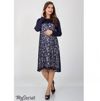 Платье нарядное для беременных и кормящих мам MySecret Loren DR-36.062 темно-синий