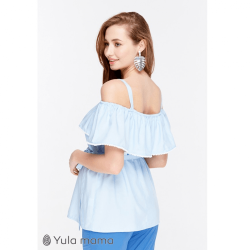 Блузка для беременных и кормящих мам Юла мама, светло-голубая