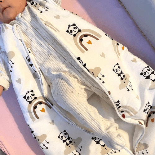 Детский спальный мешок Merrygoround Панда с радугами Белый/Бежевый SM_31