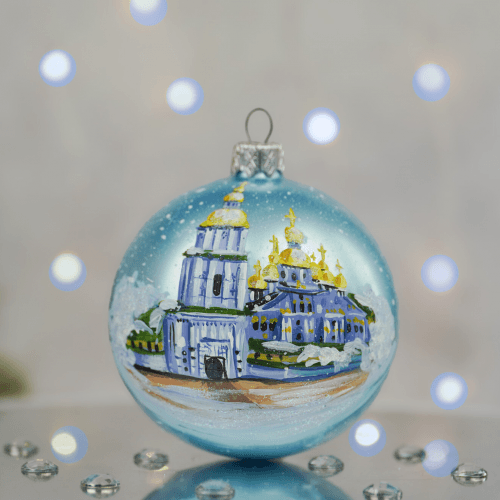 Новогодний шар на елку Santa Shop Михайлівський Золотоверхий Собор Бирюзовый 10 см 4820001180343