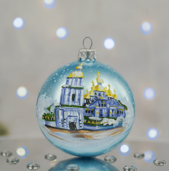 Новогодний шар на елку Santa Shop Михайлівський Золотоверхий Собор Бирюзовый 10 см 4820001180343