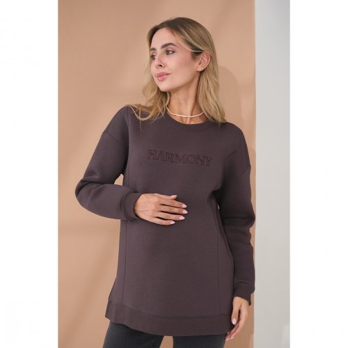 Свитшот для беременных и кормящих с начесом Юла Мама Harmony Коричневый TN-45.011