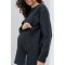 Свитер для беременных и кормящих удлиненный Юла Мама Olive Черный TN-43.011