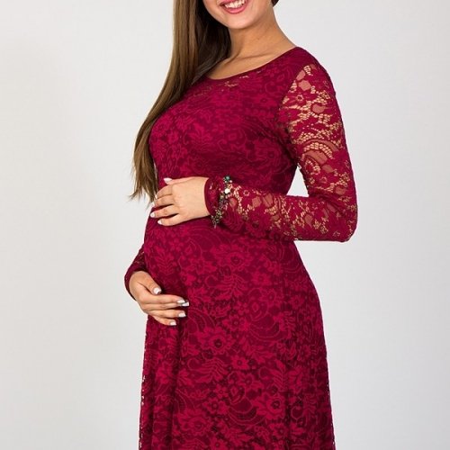 Платье гипюровое для беременных Юла мама Deisy DR-37.062 бордовый
