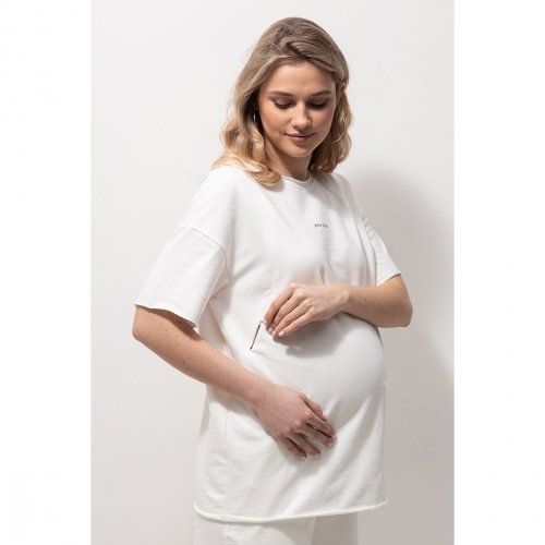 Летний костюм для беременных и кормящих Юла мама Mikaela Молочный ST-24.011