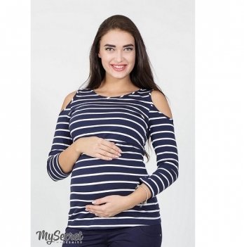Лонгслив для беременных и кормящих MySecret Nadina NR-18.021 полоска синий-белый