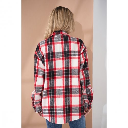 Рубашка в клетку для беременных и кормящих Юла Мама Neide Молочный/Красный/Черный BL-35.011
