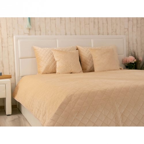 Покрывало на кровать Руно VeLour Beige ромб 150x220 см Бежевый 360.55_Beige ромб