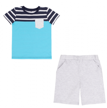 Костюм футболка и шорты на мальчика Bembi 1 - 1,5 лет Супрем Голубой/Серый КС692
