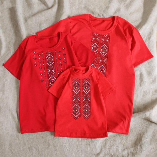 Детская футболка с вышивкой Ladan 2 - 12 лет Кулир Красный DJ4