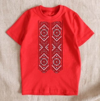 Детская футболка с вышивкой Ladan 2 - 12 лет Кулир Красный DJ4