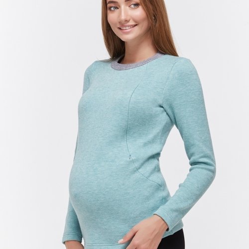 Джемпер для беременных и кормящих Юла мама Satine BL-49.042 мятный меланж
