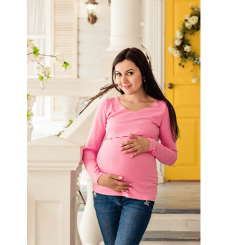 Лонгслив для беременных и кормящих мам Lullababe Madrid однотонный розовый