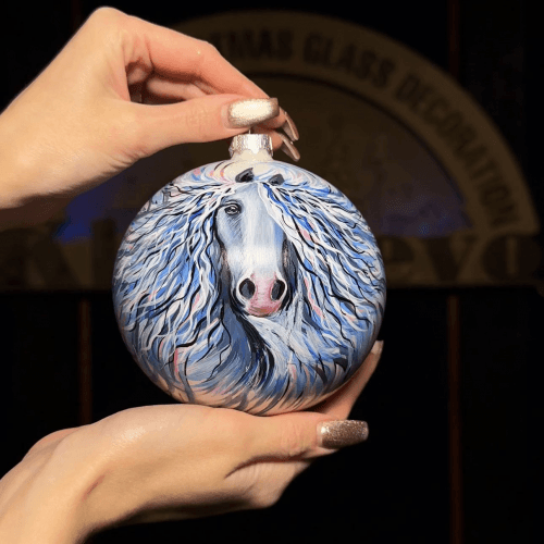 Новогодний шар на елку Santa Shop Символ года 2026 Мрія Белый/Голубой 12 см 4820001179835