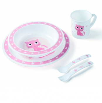 Столовый набор посуды Canpol Babies Cute Animals Котик Розовый 4/401