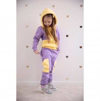 Детский спортивный костюм трехнитка My Little Fish Мозаика 1-2 года Лиловый/Желтый 059
