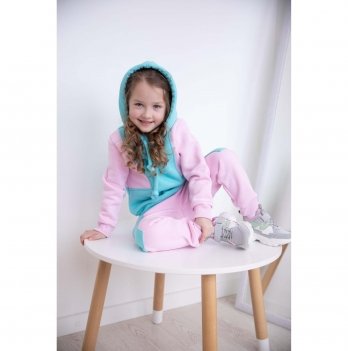 Детский спортивный костюм трехнитка My Little Fish Мозаика 3-6 лет Розовый/Мятный 790-0