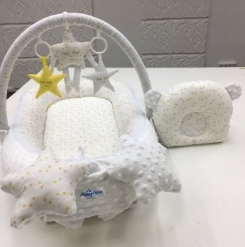 Кокон для новорожденных Happy Luna BabyNest Plush Звезды крупные Белый 0158