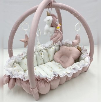 Кокон для новорожденных 2в1 Happy Luna Babynest Playmate Пудровый 0711
