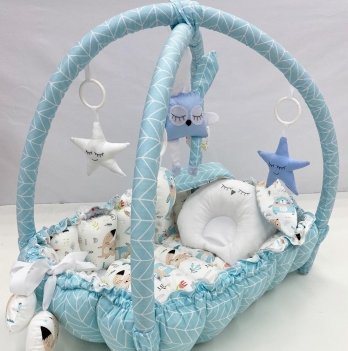 Кокон для новорожденных 2в1 Happy Luna Babynest Playmate Голубой 0730
