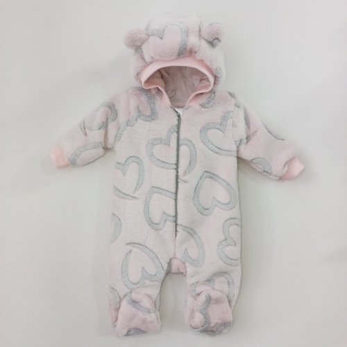 Демисезонный комбинезон детский ЛяЛя 1 - 9 мес Велсофт Светло-розовый/Серый 8МХ081_5-91