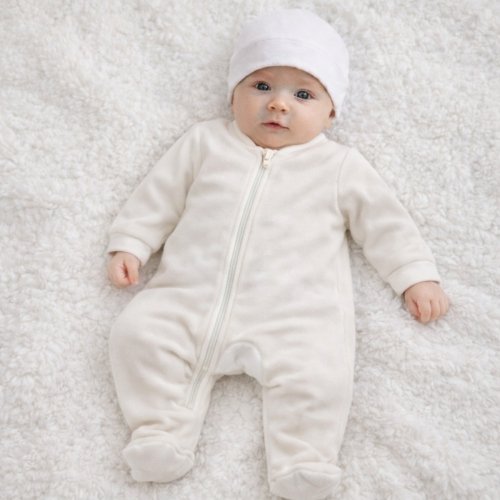 Флисовый комбинезон для новорожденных ЛяЛя 1 - 9 мес Флис Молочный 8ФЛ086_4-08