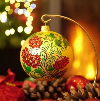 Новогодний шар на елку Santa Shop Калина Золотой 10 см 4820001105247