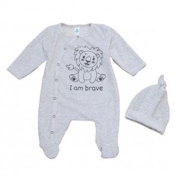 Набор одежды для новорожденных Minikin Велюр 2022 Лев 1 - 9 мес Велюр Серый 227004