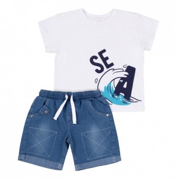 Костюм футболка и шорты на мальчика Bembi 2 - 3 года Супрем Белый/Голубой КС695