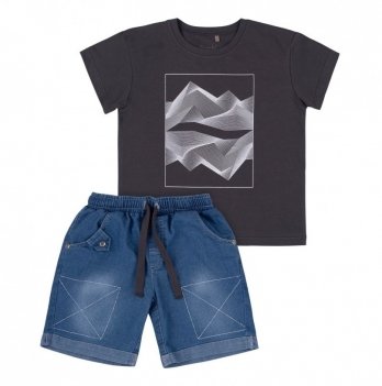 Костюм футболка и шорты на мальчика Bembi 2 - 3 года Супрем Черный/Голубой КС695