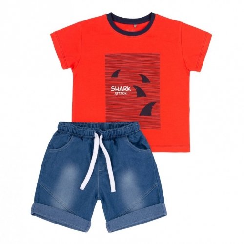 Костюм футболка и шорты на мальчика Bembi 7 - 11 лет Супрем Красный/Голубой КС697