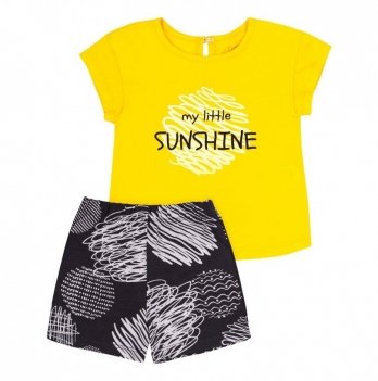Летний костюм для девочки футболка и шорты Bembi 2 - 3 года Супрем Желтый/Черный КС702