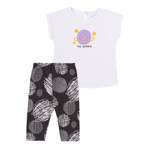 Комплект для девочки футболка и лосины Bembi 1 - 1,5 лет Супрем Белый/Черный КС703