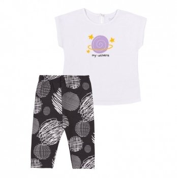 Комплект для девочки футболка и лосины Bembi 1 - 1,5 лет Супрем Белый/Черный КС703