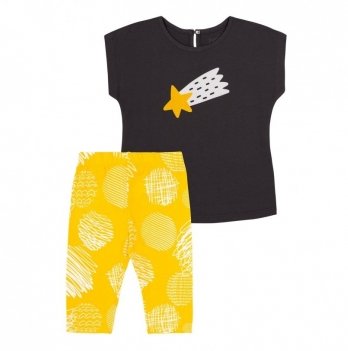 Комплект для девочки футболка и лосины Bembi 2 - 3 года Супрем Черный/Желтый КС703