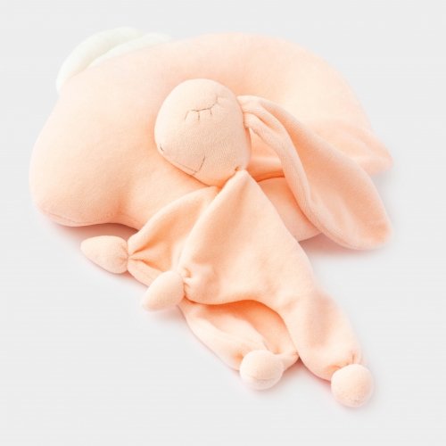 Набор для новорожденного ELA Textile&Toys Подуша и игрушка для сна Зайчик Персиковый KPS001PEACH