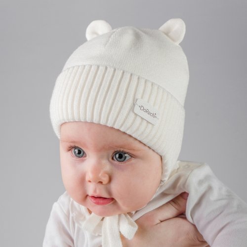 Зимняя шапка с ушками для новорожденных ДоРечі 0 - 12 мес Белый 2008