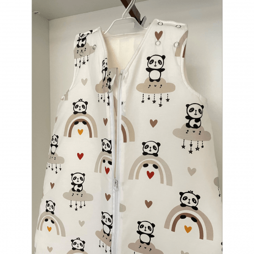 Детский спальный мешок Merrygoround Панда с радугами Белый/Бежевый SM_45