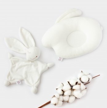 Набор для новорожденного ELA Textile&Toys Подуша и игрушка для сна Зайчик Молочный KPS001MILK