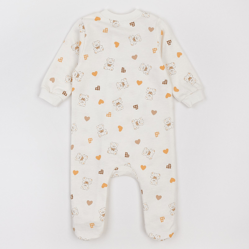 Человечек для новорожденных ЛяЛя Мишки с сердечками 0 - 3 мес Футер Молочный/Оранжевый 8ФТ036_6-193