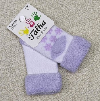 Детские носки для девочки из махры Talha Белый/Сиреневый 9 мес-5 лет н-13_4-01